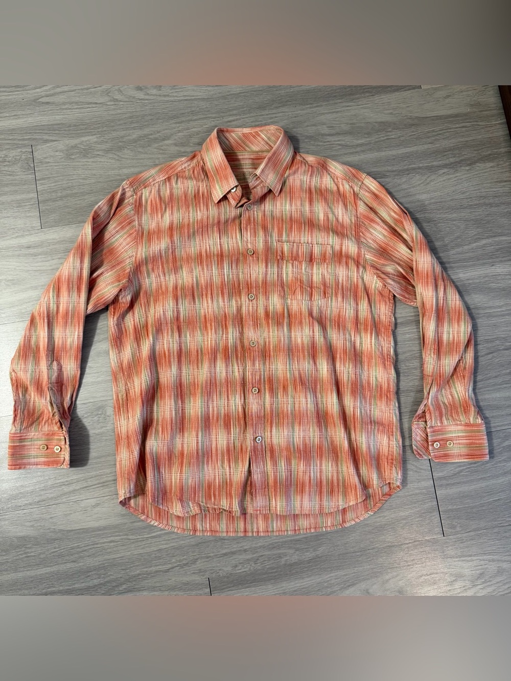 Tommy Bahama, Silk Blend, Plaid, Long Sleeve Button Down Shirt | Men’s Medium